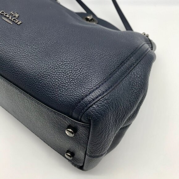 Coach Dark Blue Pebbled Leather Edie Turnlock Shoulder Bag 36855 - Picture 7 of 11